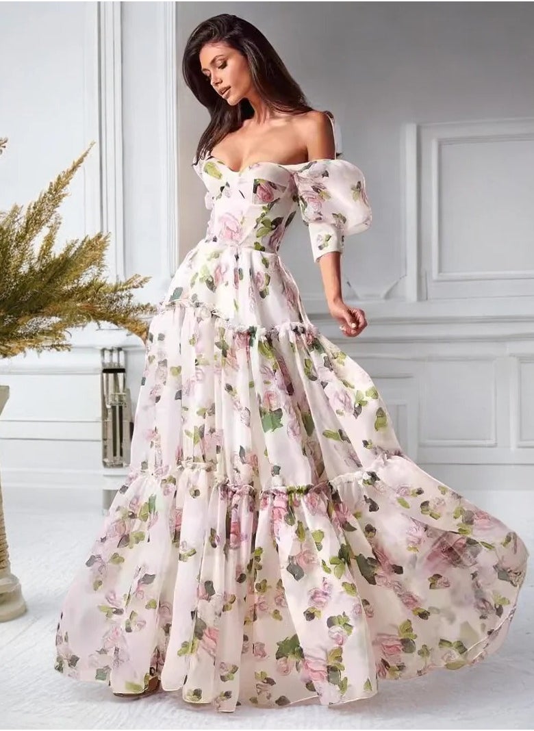 Madam Uniq Elegant Long Organza Evening Dress with Charming Style  - Image 1