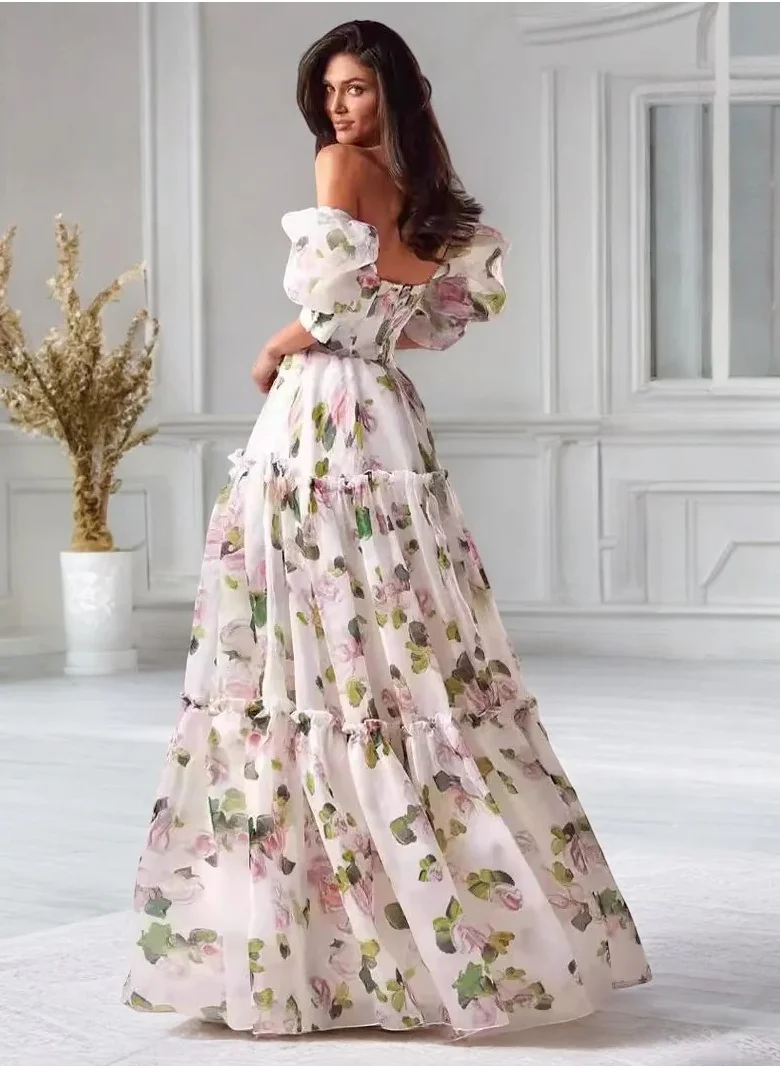 Madam Uniq Elegant Long Organza Evening Dress with Charming Style