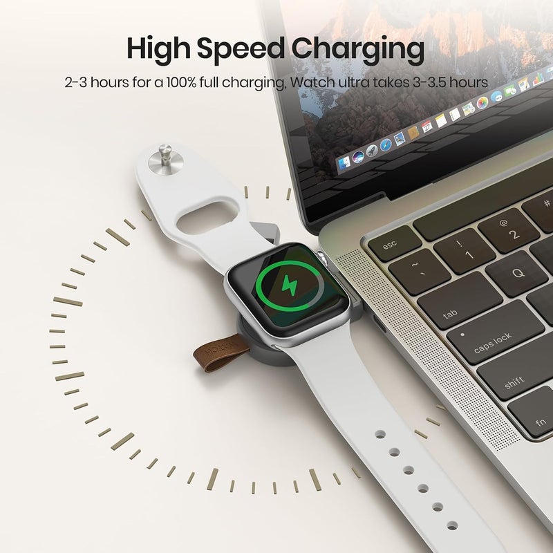 NEWDERY Portable USB Wireless Charger for Apple Watch - Magnetic Quick Charge, Gray Titanium - Image 4