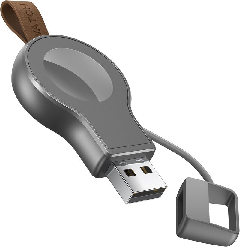 NEWDERY Portable USB Wireless Charger for Apple Watch - Magnetic Quick Charge, Gray Titanium - Image 1