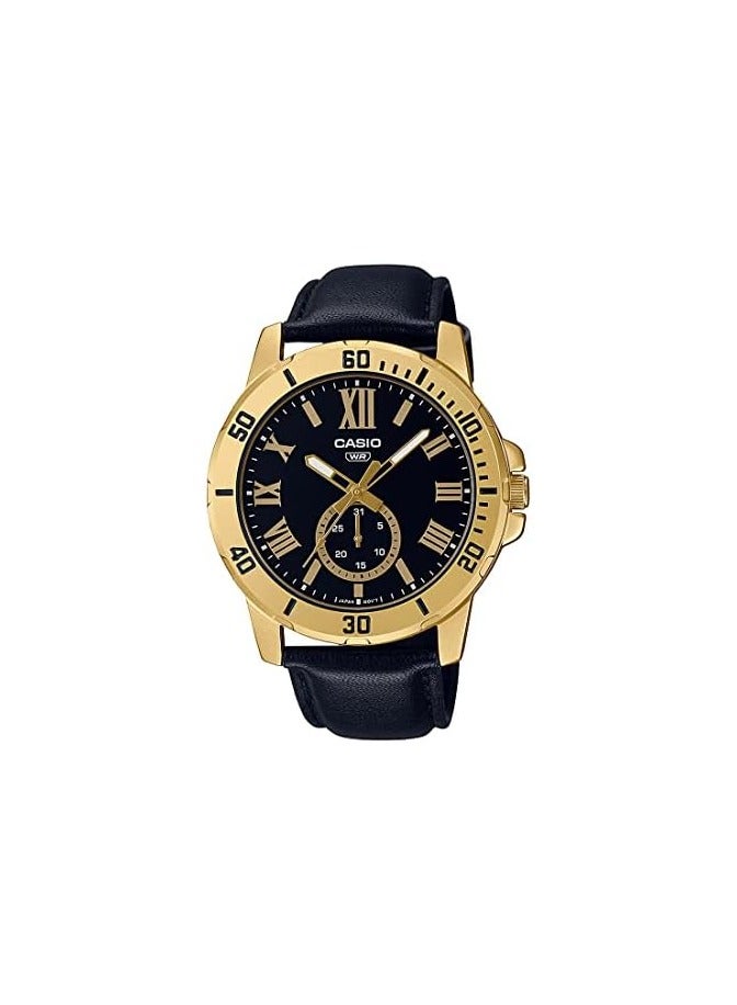 كاسيو ساعة كاسيو للرجال - MTP-VD200GL-1BUDF مينا سوداء، سوار أسود - Image 1