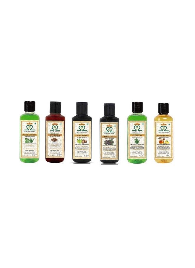 S2M KHADI HERBAL - Hair Regrowth Family Pack Combo 8 ; Pure Ayurvedic Herbal Formula For Anti Dandruff Anti Fungal & Hair Growth Booster ; Paraben Free ( Pack Of 6 210 Ml Each ) - Image 1