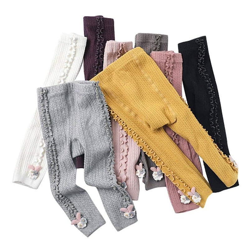 Looching 5 Pack Baby Little Girls Ruffle Lace Accessories Ankle Cable Knit Leggings Pants Kids Footless Tights Stocking - Image 5
