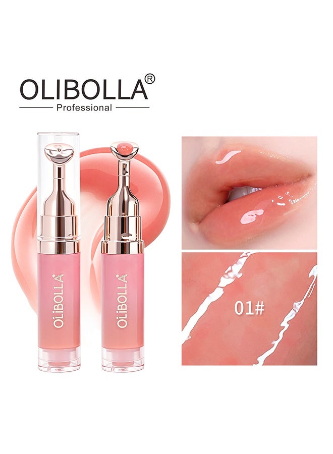 OLIBOLLA Brightening Lip Serum, Hydrating & Plumping Tinted Lip Gloss, Moisturizing Lip Balm with Polypeptides & Squalane for Glossy Sheer, Smooth Lips,#01 - Image 2