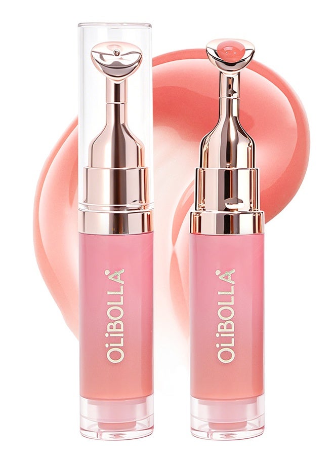 OLIBOLLA Brightening Lip Serum, Hydrating & Plumping Tinted Lip Gloss, Moisturizing Lip Balm with Polypeptides & Squalane for Glossy Sheer, Smooth Lips,#01 - Image 1