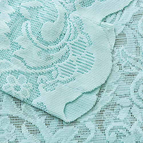ALIGOGO Mint Green Curtains for Bedroom - Lace Sheer Seafoam Aqua Curtains 63 Inches Length for Baby Girl Bedroom, Rod Pocket Ocean Coastal Beach Summer Decor 52 W x 63 L, 1 Pair, Aqua - Image 5