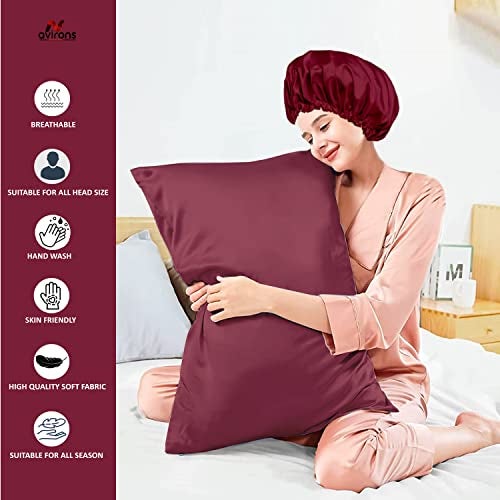 Avirons Mulberry Silk Pillow Cover Pure Silk Pillow Cases Good for Hair and Skin Anti Aging Anti Hair Fall Anti Acne Hypoallergenic | Satin Silk Pillow Cover-Pack of 2 (Size 18 * 28Inch Wine Color) - Image 2