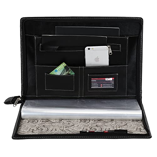 AmazingHind Leatherette Material Professional Pack of 2 File Folders for Certificates, Documents Holder (B4, B4Black_20Leafs) - Image 4