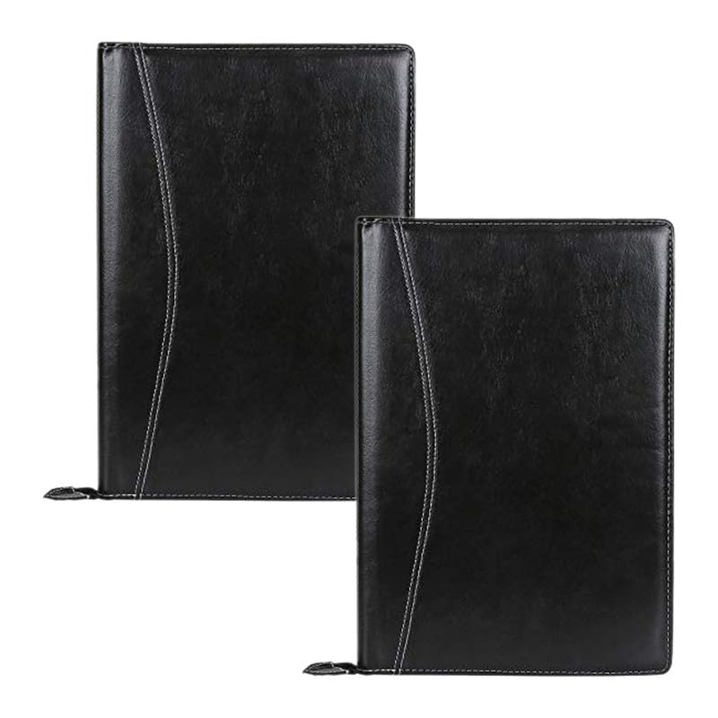 AmazingHind Leatherette Material Professional Pack of 2 File Folders for Certificates, Documents Holder (B4, B4Black_20Leafs) - Image 1