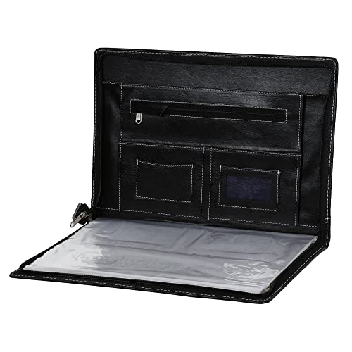 AmazingHind Leatherette Material Professional Pack of 2 File Folders for Certificates, Documents Holder (B4, B4Black_20Leafs) - Image 3