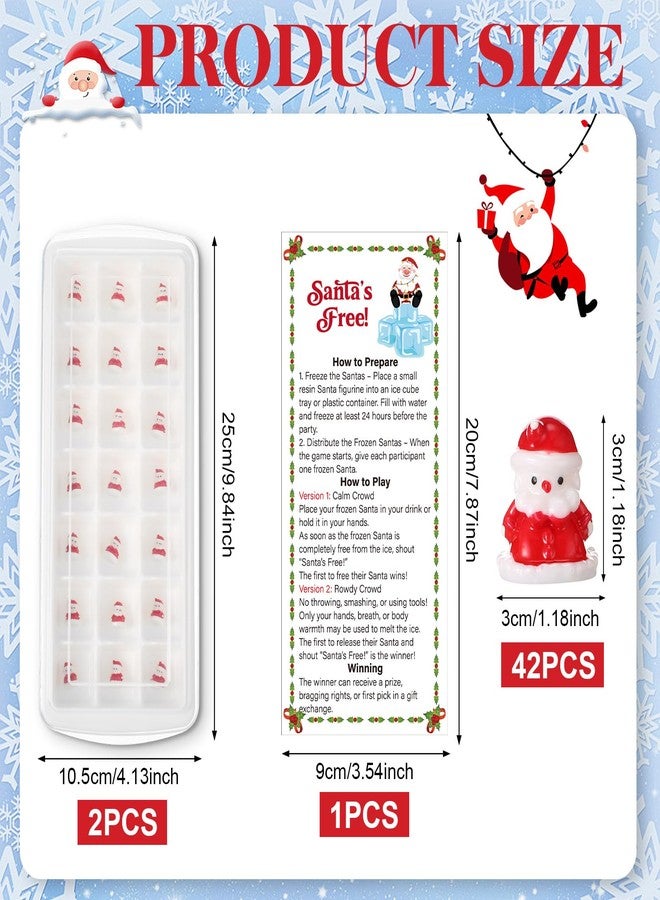 FoldTier Funny Christmas Party Game with 42 Resin Santa Figures, 2 Ice Cube Trays and Santa's Free Sign Instruction Rescue Santa White Elephant Exchange Gifts for Adult Holiday Family Feud - Image 2