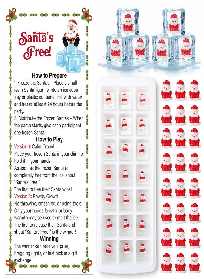FoldTier Funny Christmas Party Game with 42 Resin Santa Figures, 2 Ice Cube Trays and Santa's Free Sign Instruction Rescue Santa White Elephant Exchange Gifts for Adult Holiday Family Feud - Image 1