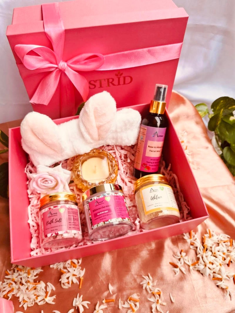 Astrid Radiant Diwali Bliss Self-Care Glow Gift Box by Astrid | Handmade Gifting | Rose water, Bath Salt, Ubtan, Hibiscus Clay mask - Image 2