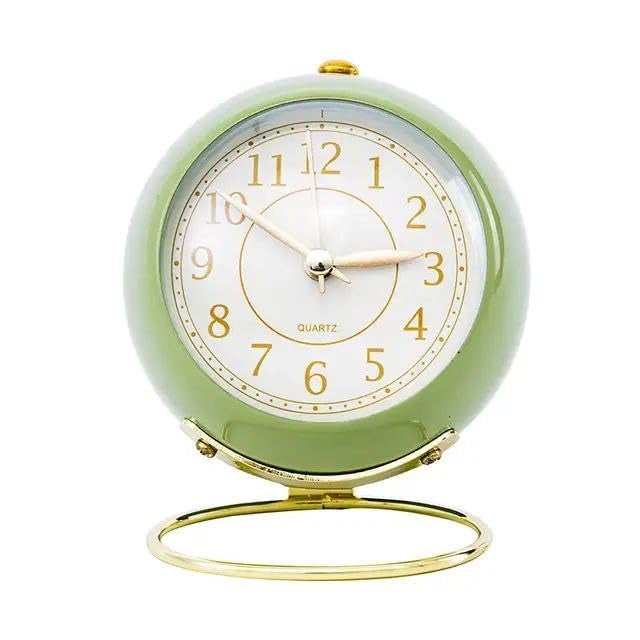 CLOUDTAIL CHOICE Alloy Steel Analog Alarm ClocksRetro Backlight Cute Simple Design Small Silent NonTickingBattery PoweredFor KidsBedroomTravelKitchenBedside DesktopGreen 394 Inch 10 cm - Image 2