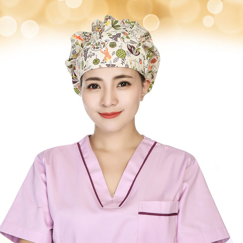 2 pcs Delicate Printing Sweat Absorbing Cotton Working Hat Protector for Kitchen Cleaning Operating Room (Yellow Lion) - Image 4