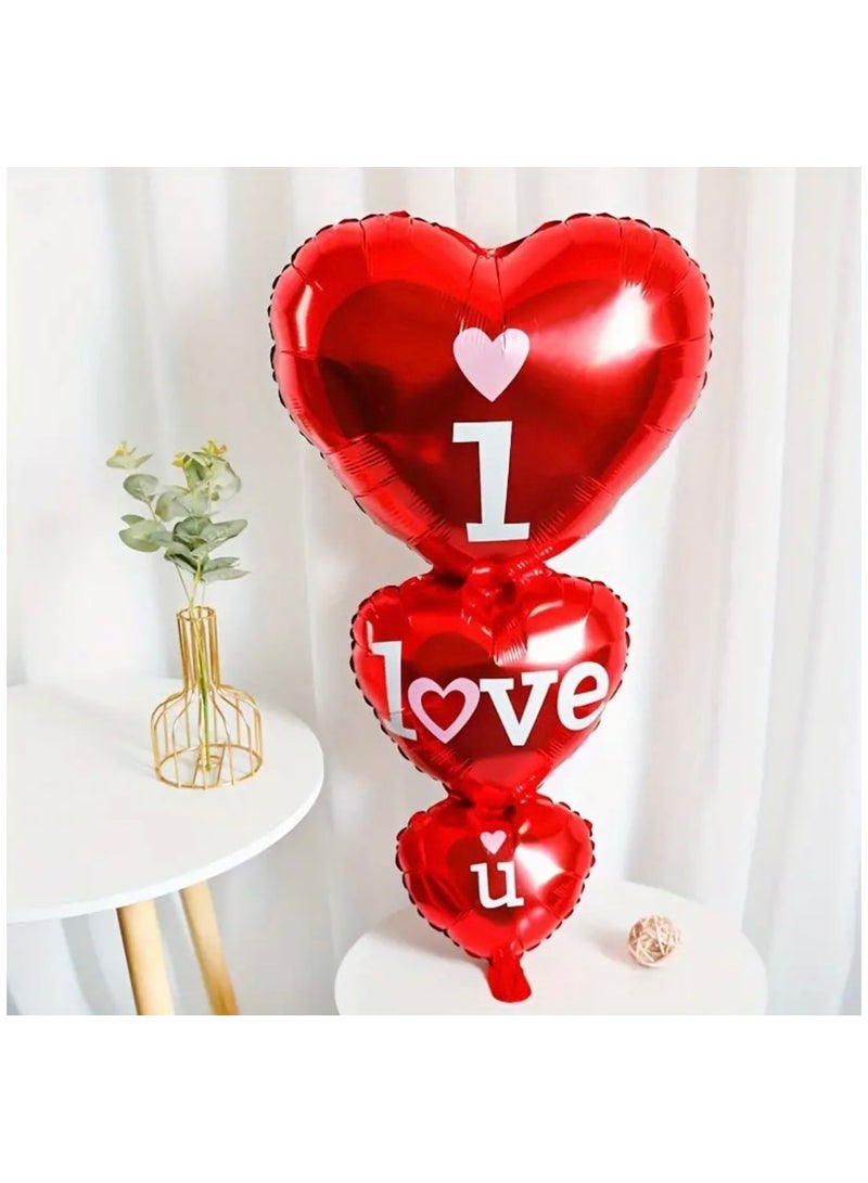 جست كواليتي قطعة واحدة من بالونات الحب الرومانسية لعيد الحب - بالونات من فيلم الألومنيوم على شكل قلب مع خيط أحمر - مثالية لعروض الزفاف وديكورات الحفلات - Image 2