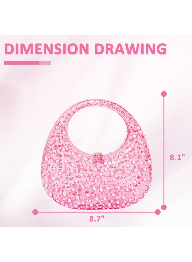 QTKJ Clutch Purses for Women, Diamantes Evening Bag, Pink Acrylic Tote Bag, Small Tote Bag, Handbags for Wedding, Prom, Parties, Travel - Image 1