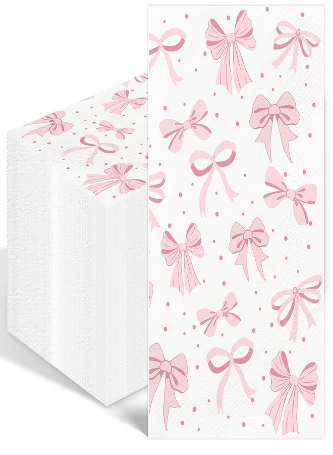 IANFEPH 100PCS Pink Bow Napkins Disposable Hand Towels for Bathroom 3 Ply Decorative Bow Paper Napkins Pink Coquette Girl Party Guest Napkins for Birthday Bachelorette Bridal Wedding Party Supplies - Image 1
