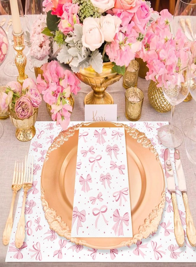IANFEPH 100PCS Pink Bow Napkins Disposable Hand Towels for Bathroom 3 Ply Decorative Bow Paper Napkins Pink Coquette Girl Party Guest Napkins for Birthday Bachelorette Bridal Wedding Party Supplies - Image 4