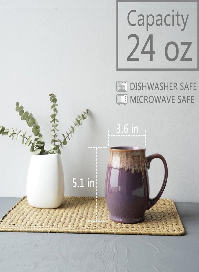 Bosmarlin Extra Large Ceramic Coffee Mug, 24 Oz, Dishwasher and Microwave Safe, Big Oversized Tea Cup, Reactive Glaze (Deep Purple) - Image 2