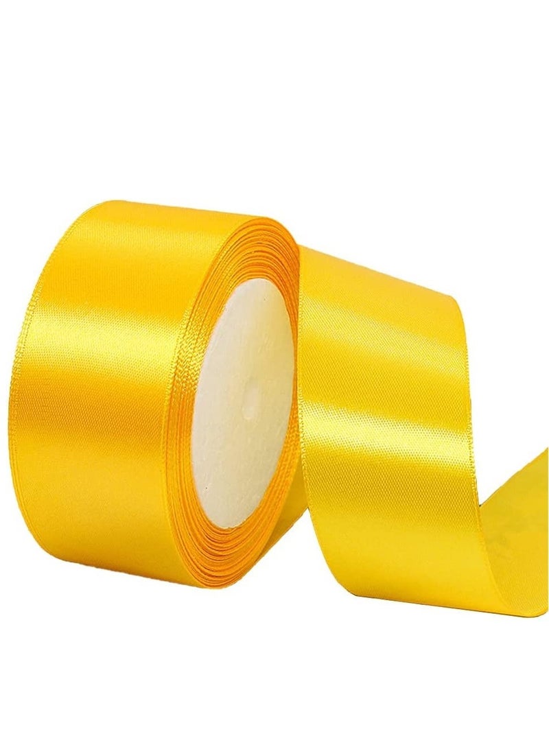 MARKQ Golden Yellow Satin Ribbon, 38mm x 25yd Fabric Polyester Ribbon for Gift Wrapping, Party Favors, Wedding Decorations, Bow Making, Bouquets, Sewing Projects & Craft Supplies - Image 1