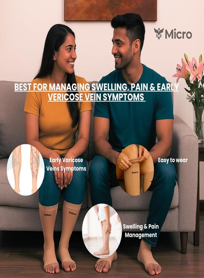 مايكرو جوارب ضغط طبية من MICRO MEDITEX (أسفل الركبة) | جوارب لتحسين الدورة الدموية، الدوالي، تورم وآلام الساقين، تسكين الألم، الوذمة، التهاب الساقين، يمكن استخدامها من قبل الرجال والنساء (مقاس XXL) - Image 3