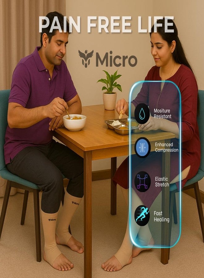 مايكرو جوارب ضغط طبية من MICRO MEDITEX (أسفل الركبة) | جوارب لتحسين الدورة الدموية، الدوالي، تورم وآلام الساقين، تسكين الألم، الوذمة، التهاب الساقين، يمكن استخدامها من قبل الرجال والنساء (مقاس XXL) - Image 2