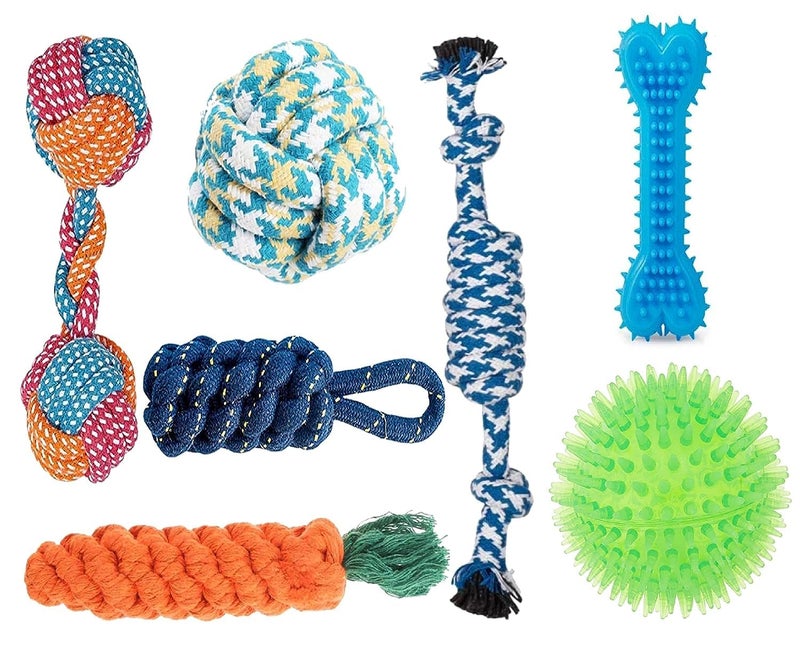 Agirav Tail Dog Toys + Dog Chew Toys + Puppy Teething Toys + Rope Dog Toy + Dog Toys for Small to Medium Dog Toys + Dog Toy Pack + Tug Toy + Dog Toy Set + Washable Cotton Rope for Dogs(Pack of 7) - Image 1