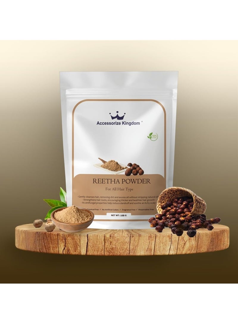 مملكة الإكسسوارات مسحوق ريثا (100 غرام) - طبيعي ونقي 100% | مناسب للشعر والبشرة | ينظف الشعر بلطف، ويزيل الأوساخ والزيوت الزائدة | يقوي جذور الشعر، ويعزز نموه، ويهدئ فروة الرأس - Image 3