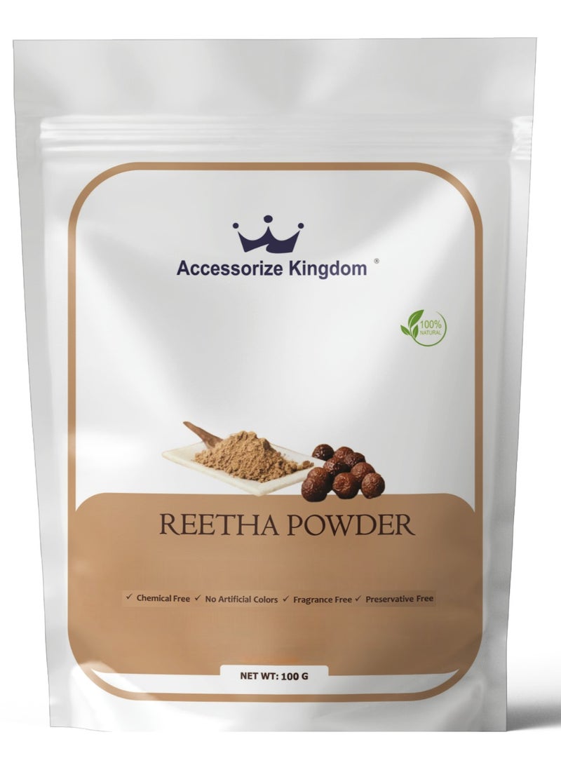 مملكة الإكسسوارات مسحوق ريثا (100 غرام) - طبيعي ونقي 100% | مناسب للشعر والبشرة | ينظف الشعر بلطف، ويزيل الأوساخ والزيوت الزائدة | يقوي جذور الشعر، ويعزز نموه، ويهدئ فروة الرأس - Image 1
