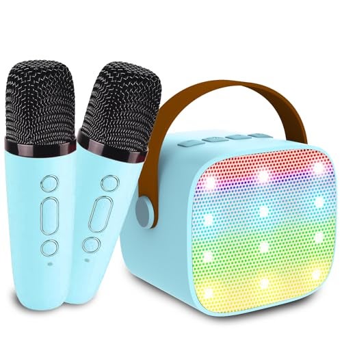 Darkant Kids Karaoke Machine Portable Bluetooth Speaker with 2 Wireless Mics Microphone Speaker Set with LED Lights for Home Party Birthday Gifts for Girls Boys Kids - Image 1