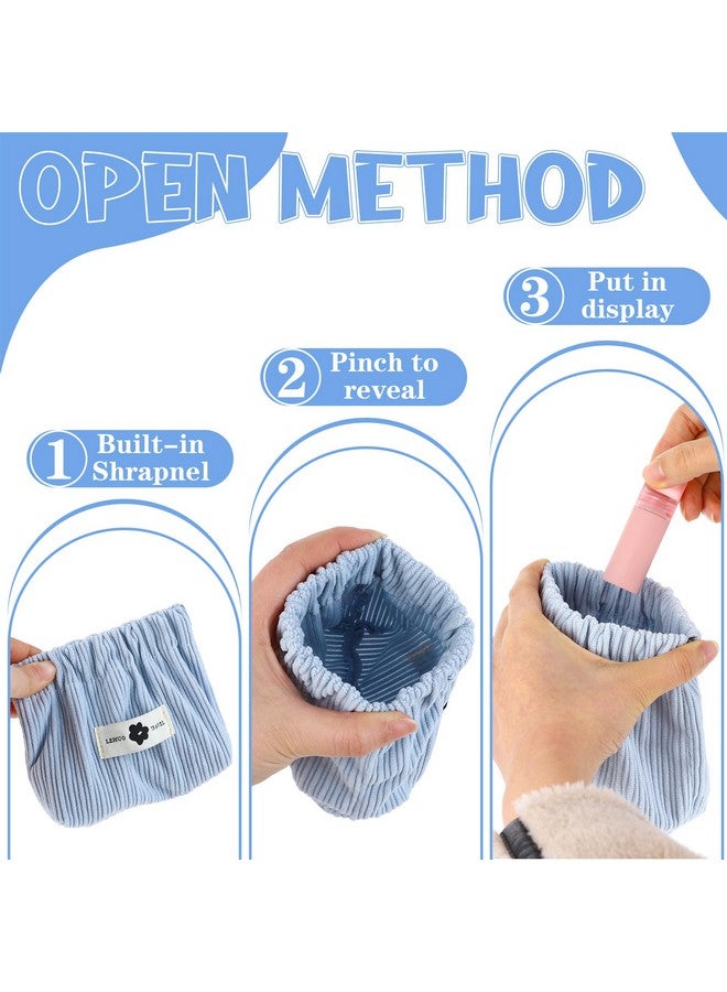 Zuimei 6PCS Corduroy Storage Bag, Elastic Hair Tie Organizer, Portable Corduroy Lipstick Bag Travel Corduroy Elastic Storage Cosmetic Bag Handbag Small Pouch Purse Case for Cosmetics, Crafts, Multicolor, - Image 3