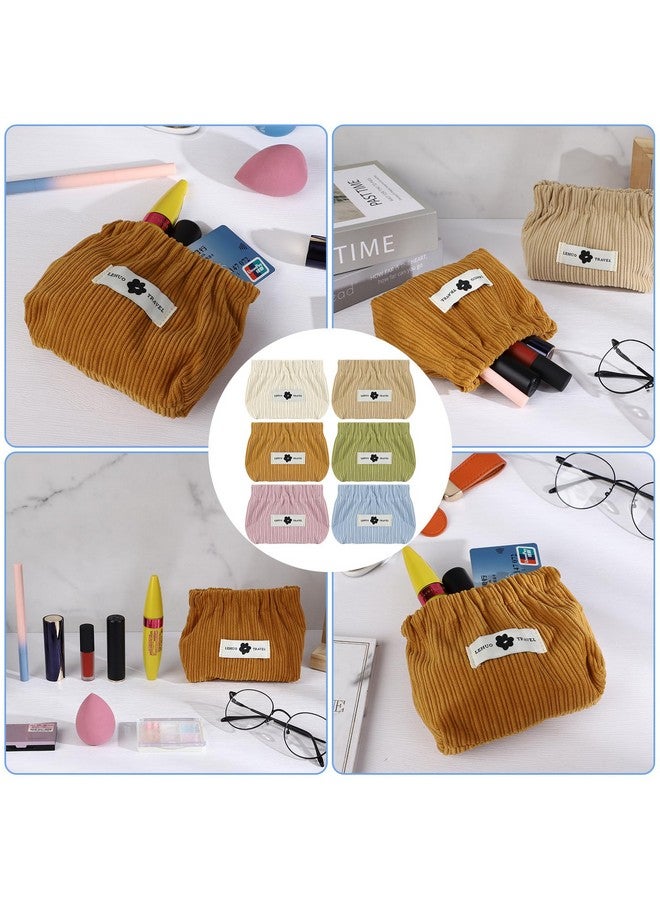 Zuimei 6PCS Corduroy Storage Bag, Elastic Hair Tie Organizer, Portable Corduroy Lipstick Bag Travel Corduroy Elastic Storage Cosmetic Bag Handbag Small Pouch Purse Case for Cosmetics, Crafts, Multicolor, - Image 5