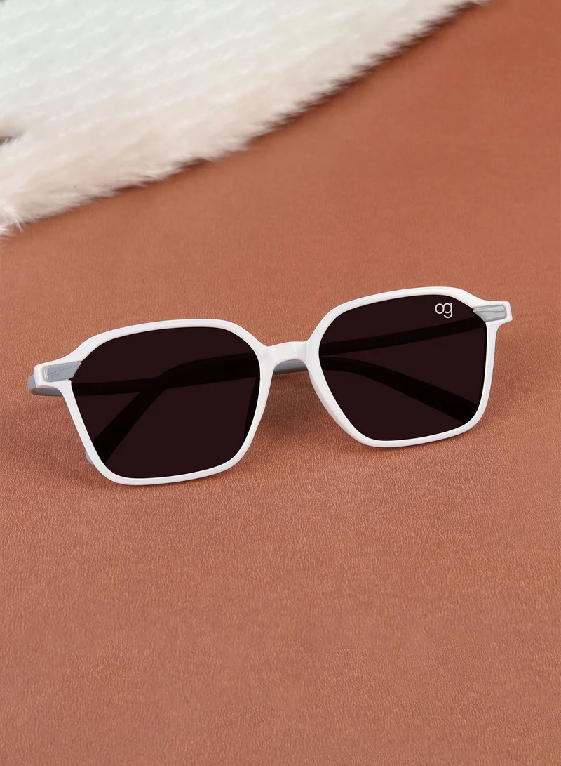 Woggles Stylish White & Grey Square Kids Sunglasses
