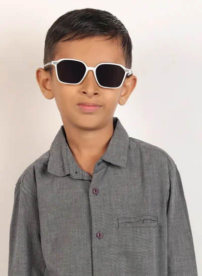 Woggles Stylish White & Grey Square Kids Sunglasses