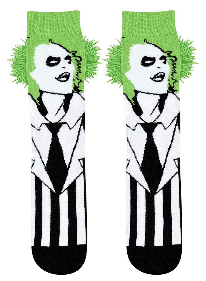 Hyp Beetlejuice with Embellished Hair Cosplay Men's Crew Socks - Image 1