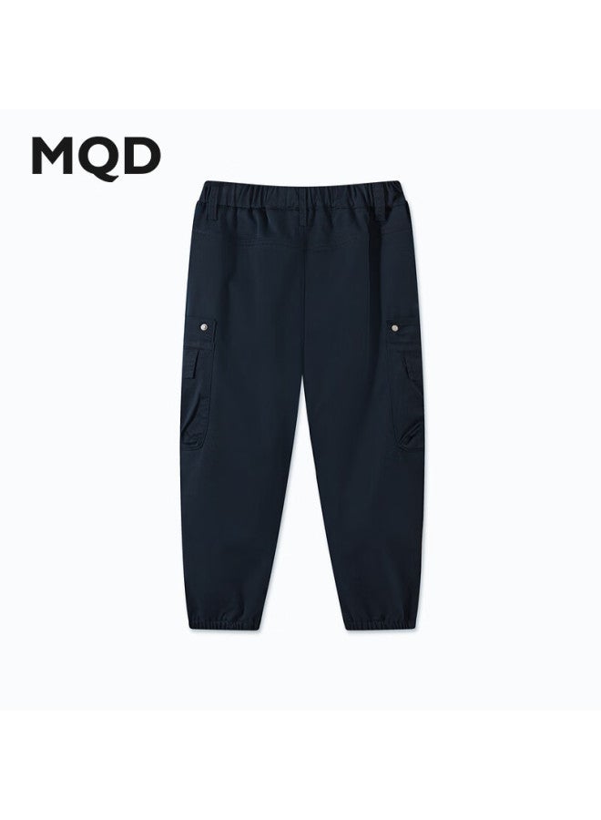 Mqd Boys' Winter Outdoor Workwear Style Warm Jogger Pants With Large Pockets Navy Blue 120 - Image 1