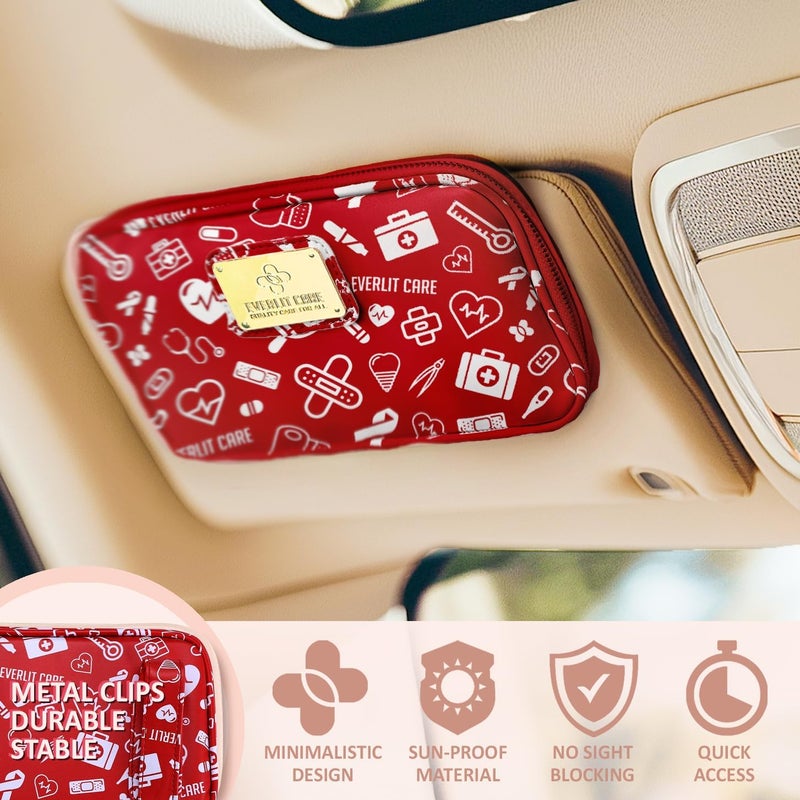 EVERLIT CARE Car First Aid Kit with Emergency Supplies Survival Gear Including Window Breaker Disposable Urine Bag Mountable Survival Kit for Family Travel in Car RedMed - Image 4