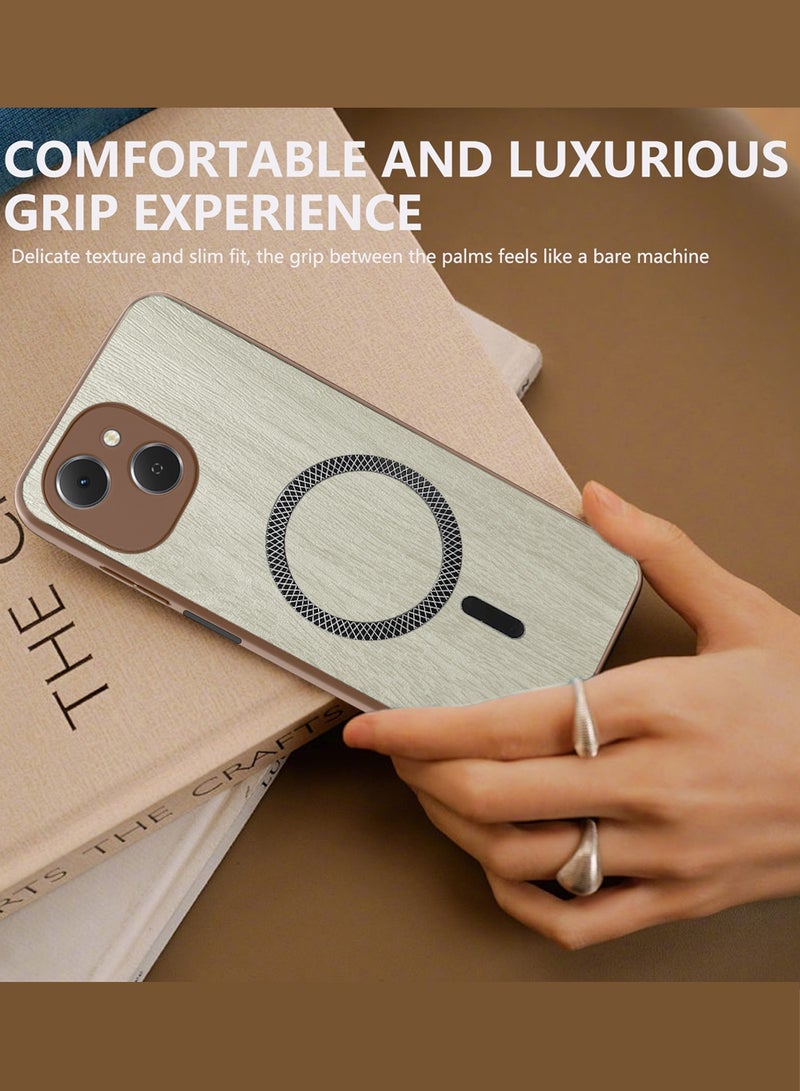 دبليو تيك غطاء خلفي صلب لهاتف Tecno Spark 40C 4G 2025 بنسيج خشبي مغناطيسي قوي مع حماية إضافية ضد الصدمات ودعم ميزة Magsafe (MCMPMN) - خشب القيقب - Image 4