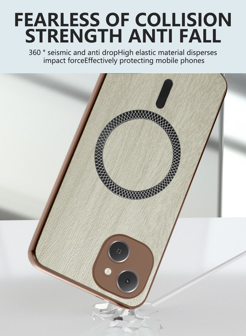 دبليو تيك غطاء خلفي صلب لهاتف Tecno Spark 40C 4G 2025 بنسيج خشبي مغناطيسي قوي مع حماية إضافية ضد الصدمات ودعم ميزة Magsafe (MCMPMN) - خشب القيقب - Image 3