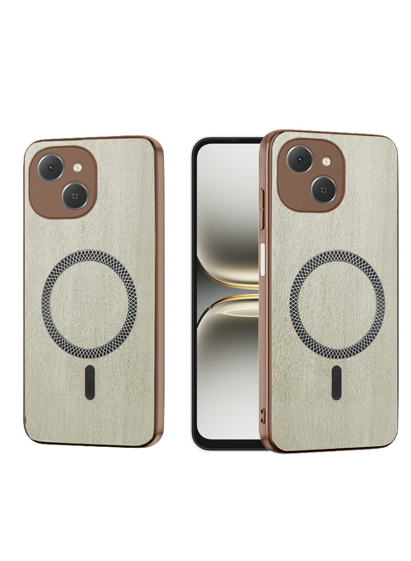 دبليو تيك غطاء خلفي صلب لهاتف Tecno Spark 40C 4G 2025 بنسيج خشبي مغناطيسي قوي مع حماية إضافية ضد الصدمات ودعم ميزة Magsafe (MCMPMN) - خشب القيقب - Image 1