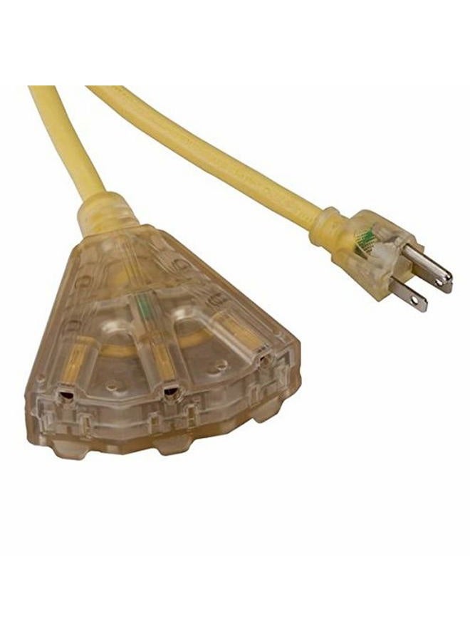SL-741L 50' OSHA NRTL Compliant Extension Cord w/Lighted End & 3 Outlets - 15amp