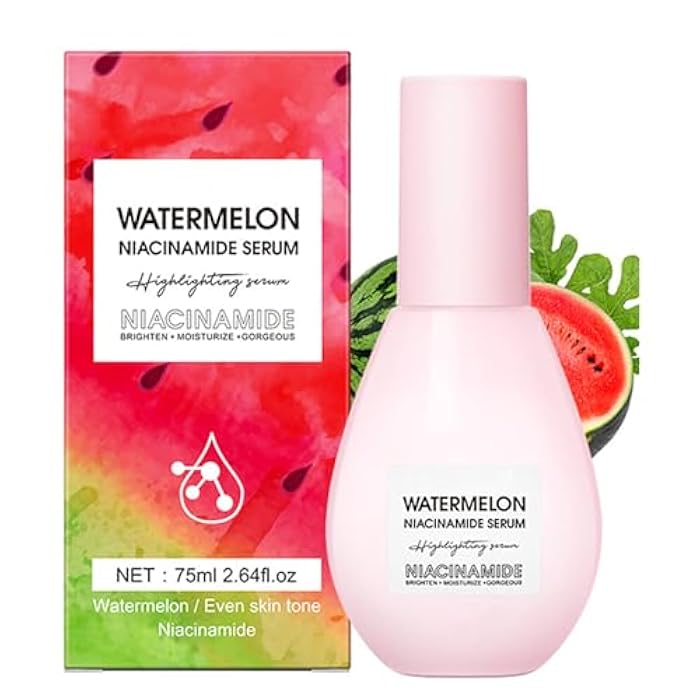 Yeweian Watermelon Niacinamide Moisturize Serum for Face Skin Care, Hydrating & Brighten with Hyaluronic Acid, Glycerin and Vitamin E, Lightweight Facial Serum & Priming Liquid Highlighter(75ml) - Image 1