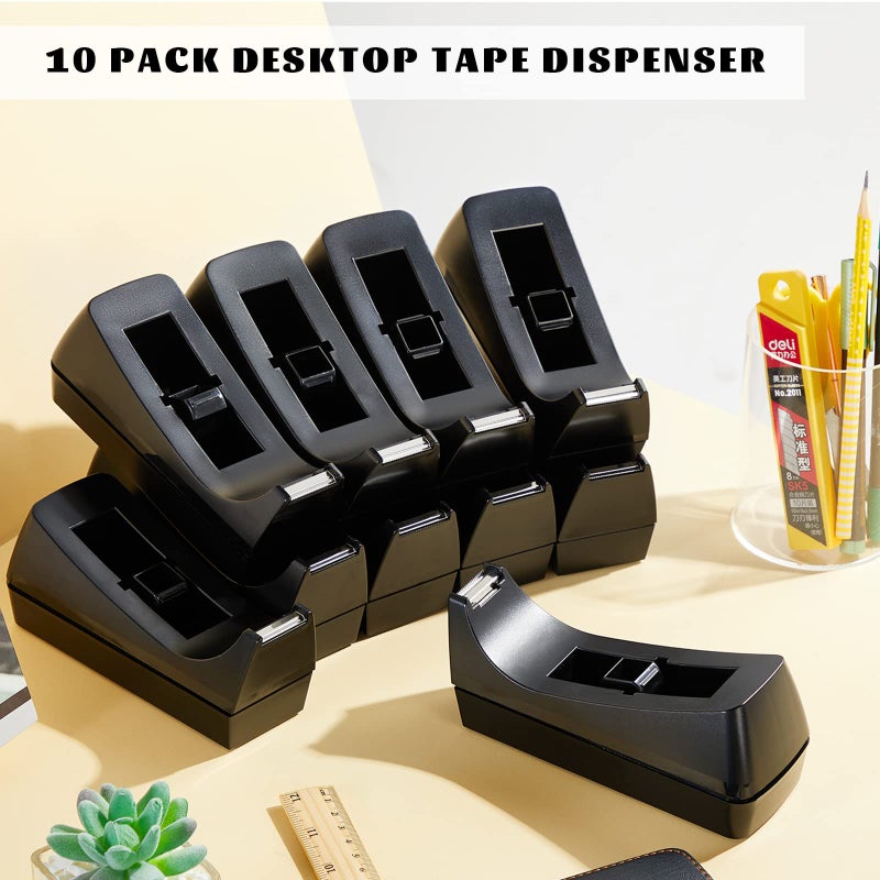 Lanties 10 Pack Desktop Tape Dispenser Tape Roll Non Skid Base Tape Dispensers for Office Home School (Tape Not Included) - Image 4