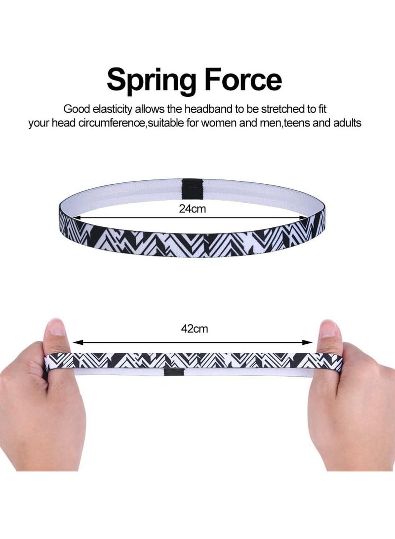 SOLARAE Sport Headbands 5 Pieces of Thick Non-Slip Elastic Sport Hair Band Slim Sport Hairband for Women and men Exercise Sweat Bands Athletic Headbands for Running Gym Football Yoga Sweatbands - Image 5