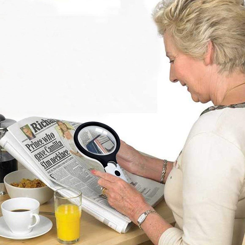 SCHUBERT 3 LED Light 3X & 45x Handheld Magnifier, Reading Magnifying Glass Lens Jewelry Loupe, Book and Newspaper Reading, Insect and Hobby Observation, Classroom Science Magnifier Glass with Light - Image 5