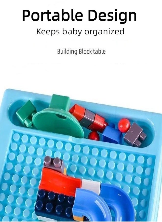 Multi-functional block learning table parent-child interaction puzzle DIY building large particles block toy table (contains DIY block particles 100Pcs and erasable paintbrush two)  - Image 2