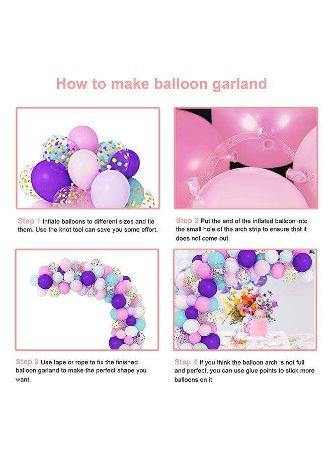 Peachjoy طقم زينة قوس بالونات يونيكورن 96 قطعة، زينة حفلة عيد ميلاد يونيكورن للفتيات بالونات ملونة خفيفة بنفسجي وأكوا أزرق وزهري، مستلزمات حفلات زفاف وحفلات استقبال المواليد - Image 3