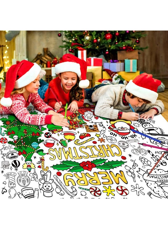 KVCSYAW Christmas Giant Coloring Poster With 24 Pcs Paint Pens, 39.4 X 31.5 Inch Jumbo Coloring Poster With Christmas Tree, Huge Coloring Paper Large Coloring Sheets For Christmas School Home Birthday Party  - Image 4