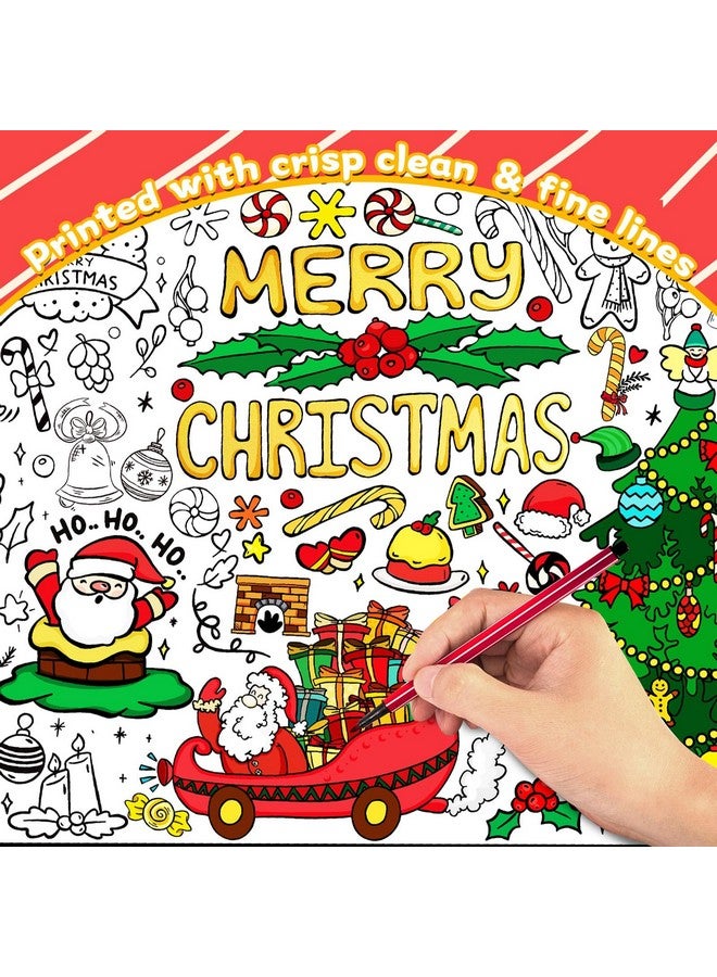 KVCSYAW Christmas Giant Coloring Poster With 24 Pcs Paint Pens, 39.4 X 31.5 Inch Jumbo Coloring Poster With Christmas Tree, Huge Coloring Paper Large Coloring Sheets For Christmas School Home Birthday Party  - Image 3